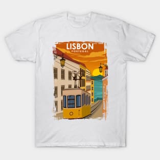 Lisbon Portugal Vintage Minimal Travel Poster T-Shirt